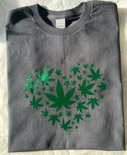 Load image into Gallery viewer, 420 tshirt 420 heart tshirt Leaf heart tshirt 
