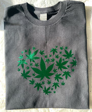 Load image into Gallery viewer, 420 tshirt 420 heart tshirt Leaf heart tshirt 
