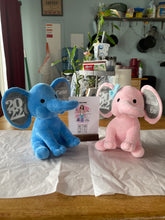 Load image into Gallery viewer, Elephants elephant baby toy plushies custom birth announcement 
